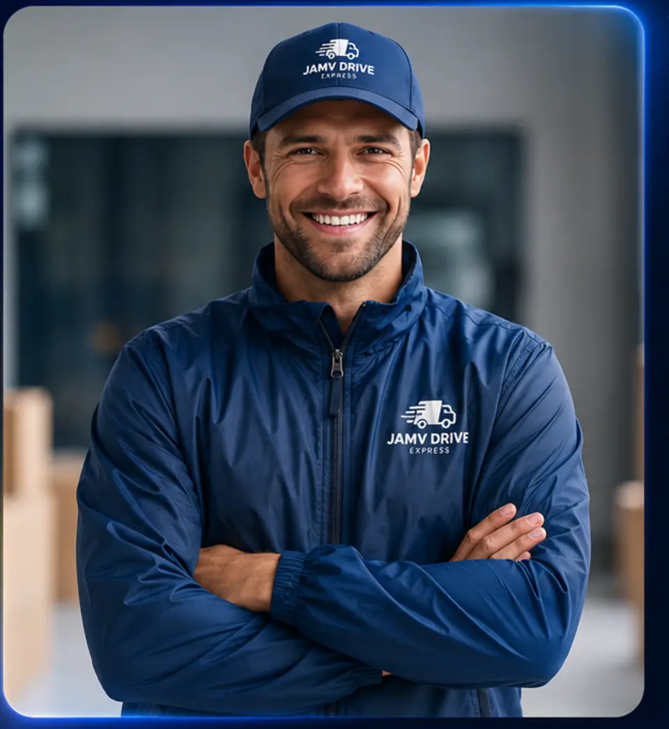 Representante Jamv Drive con uniforme azul
