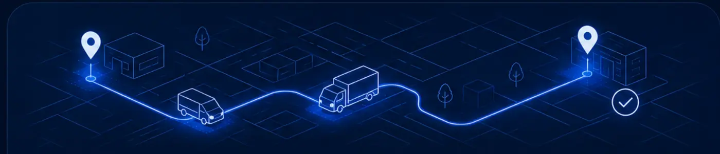 Ruta logística Jamv Drive con recolección, transporte y entrega confirmada